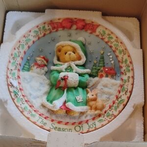 Cherished Teddies 'The Season of Joy' Plate - Green and Red